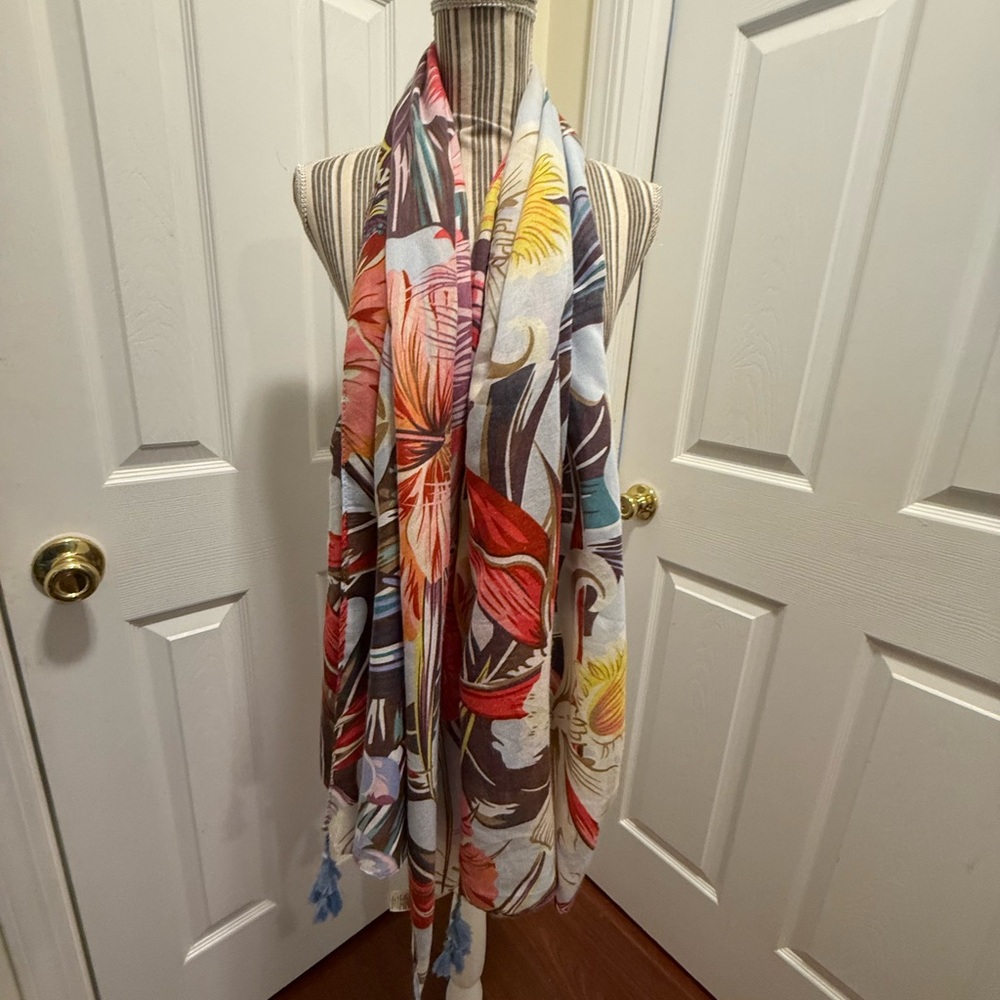 Grace & Lace  Multicolor Tassel Scarf Floral